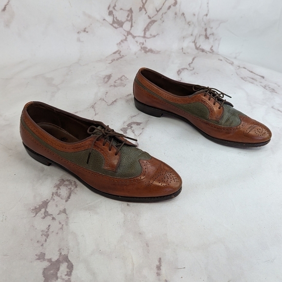 Allen Edmonds Oxfords Womens Size 7 Brown Green Leather AA Narrow Flats - Picture 2 of 12